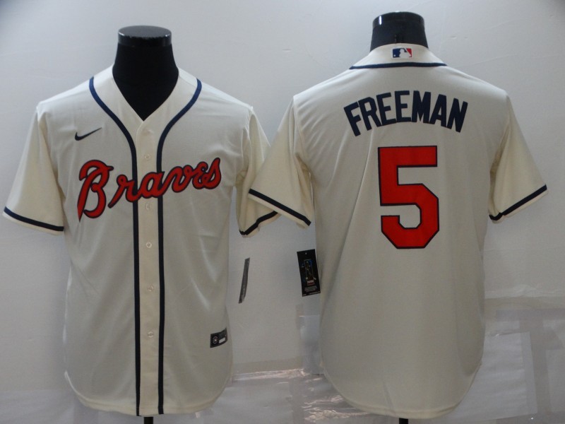 2021 Men Atlanta Braves #5 Freeman Cream game MLB Jersey->atlanta braves->MLB Jersey